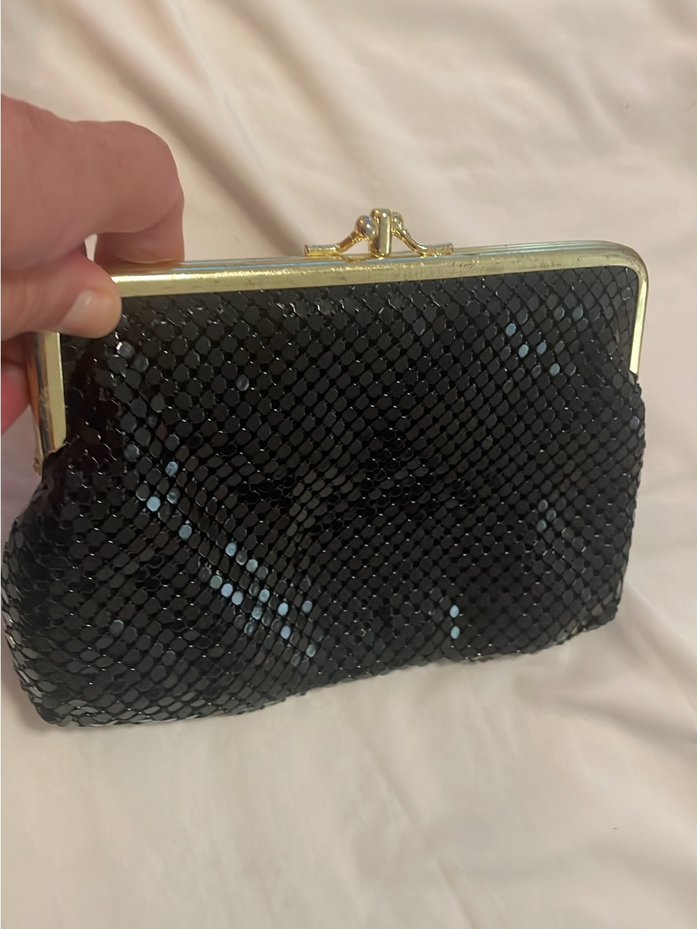 Black Sequin Frame Clutch - Unbranded